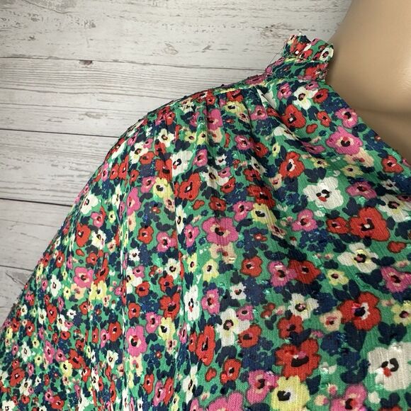 Rachel Zoe Blouse Semi-Sheer Colorful Floral Print - Picture 3 of 14